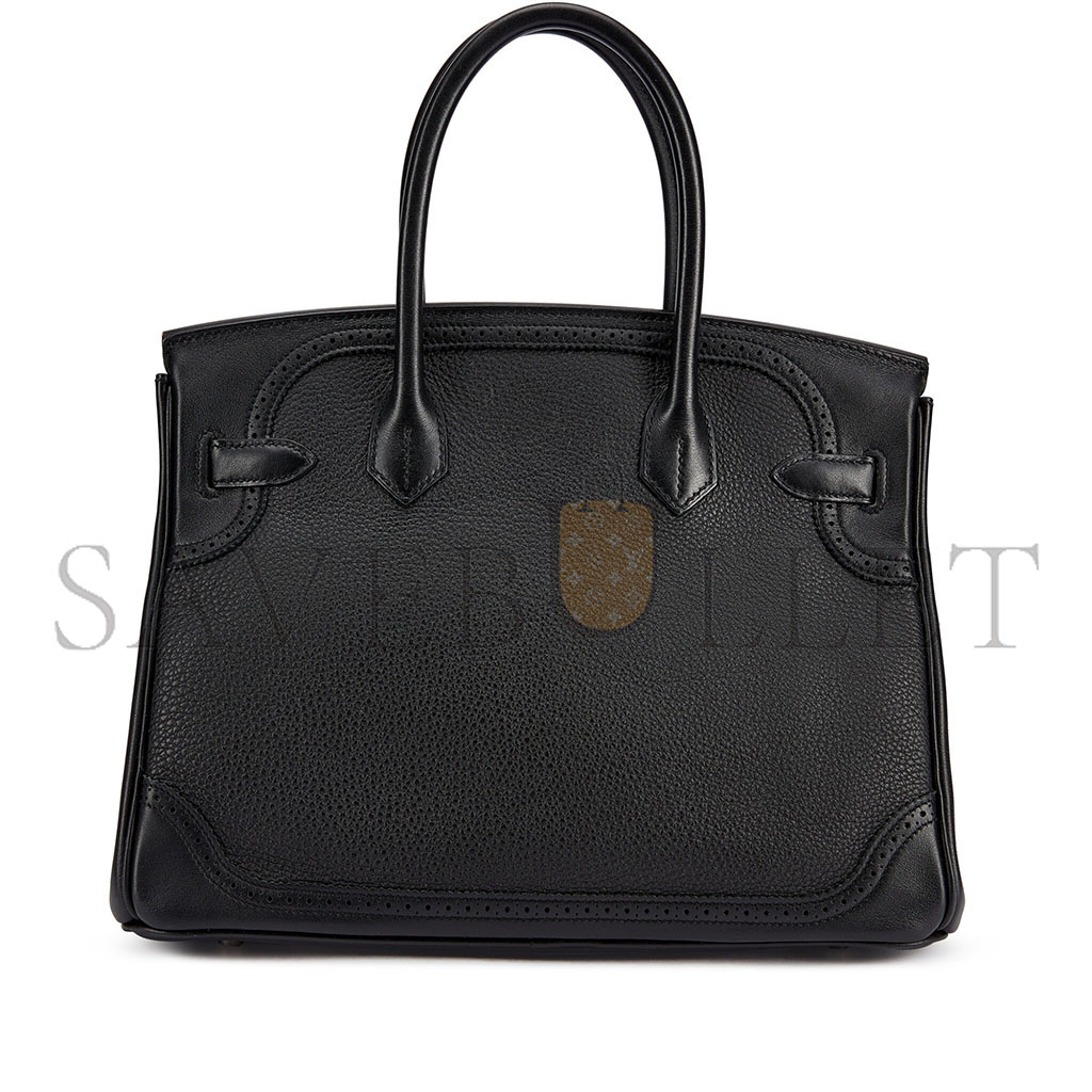 HERMÈS MASTER BIRKIN 30 SWIFT AND TOGO LACE SERIES BLACK BAG GOLD BUCKLE H082653CK62 (30*22*15cm)